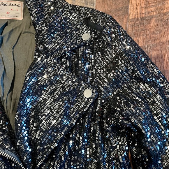 FREE PEOPLE Midnight Message Sequin Moto Jacket NWT XS - Picture 11 of 13